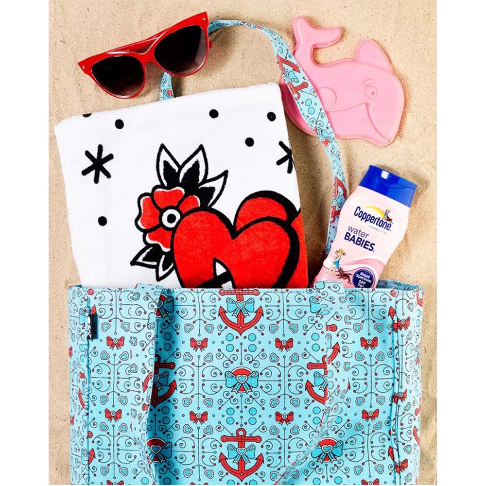 🌺Sourpuss Turquoise Lovely Anchors Tote Bag - Picture 2 of 7